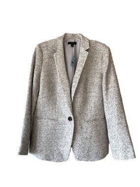 Ann Taylor NWT Women's 12P Off White Black Tweed Blazer Fully Lined Petite